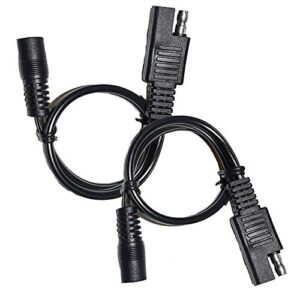 Carkio SAE to Female DC Connectors, 2Pcs 30CM Black 5.5mm x 2.1mm 18AWG Converter Adapters Cables for Solar Battery Panels Connect Cables