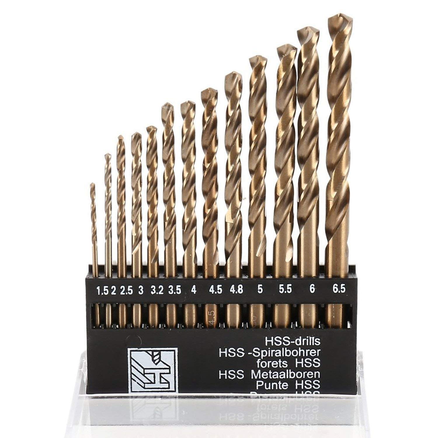 Gizhome 13Pcs of M35 Cobalt Drill Bit Set Steel Extremely Heat Resistant Metric Drill Bits with Straight Shank to Cut Through Hard Metals