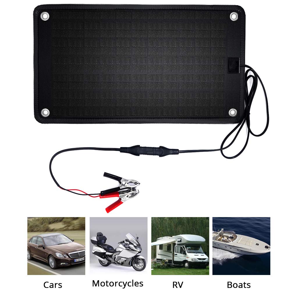 PowerEZ 24Volt 10 Watts Solar Battery Charger for Trolling Motor,Boat, RV & Marine, 0.28 Amp Trickle Solar Charger, Self Regulating-No Experience Plug & Play Design, Dimension:16.14 X 9.13x0.31inch