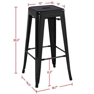 Yaheetech 30'' Metal Bar Stools Set of 4 High Backless Barstool Stackable Bar/Counter Height Bar Stools Metal Bar Chairs, Black