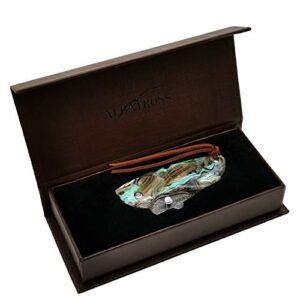 ALBATROSS Mini Pocket Knife Abalone Seashells 4.75'' Modern Damascus Steel Knife Liner Lock Folding Knife Gift Box - HGDK013B