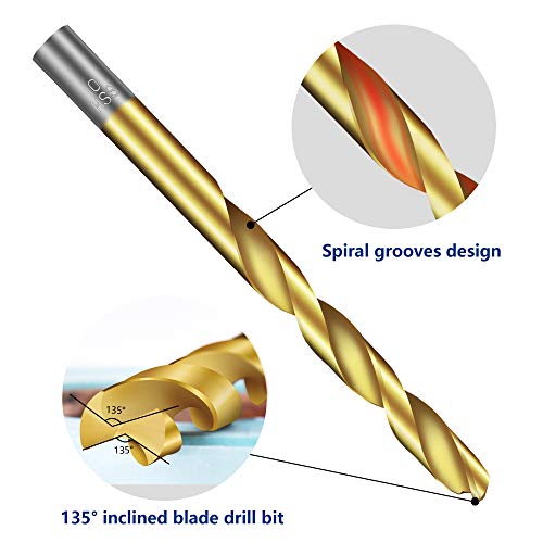 Twist Drill Bit Set(12PCS), Werkzeug Titanium Drill Bit Set General Purpose High-Speed Steel, Metal Drill Bits Set for Wood, Plastic, Metal, Aluminum Alloy etc (1/8" - 25/64")