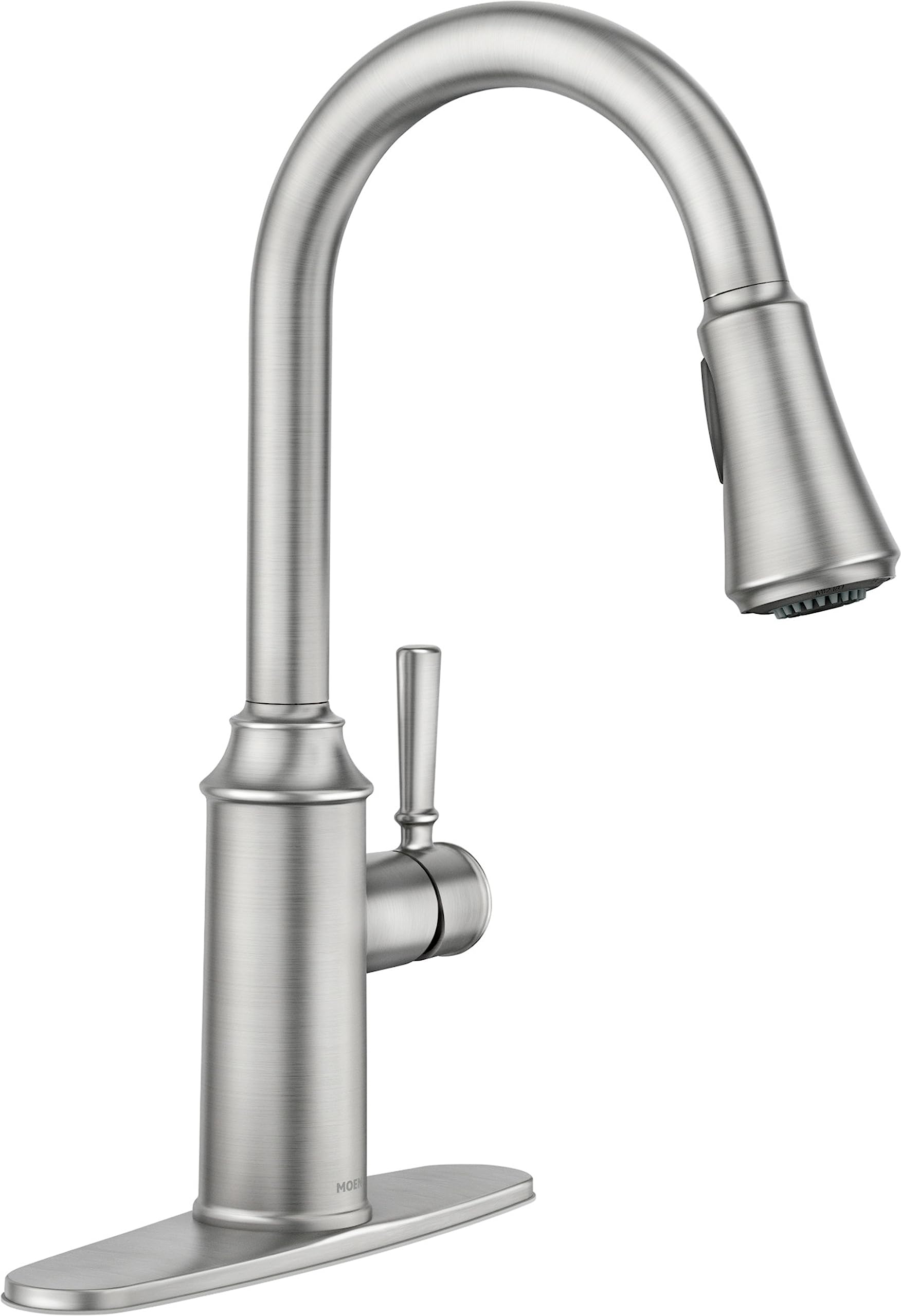 Moen Conneaut Spot Resist Stainless One-Handle High Arc Kitchen Sink Faucet with Power Boost for a Faster Clean, Kitchen Faucet with Pull Down Sprayer, 87801SRS