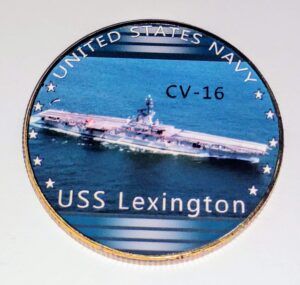 navy uss lexington cv-16 colorized challenge art coin