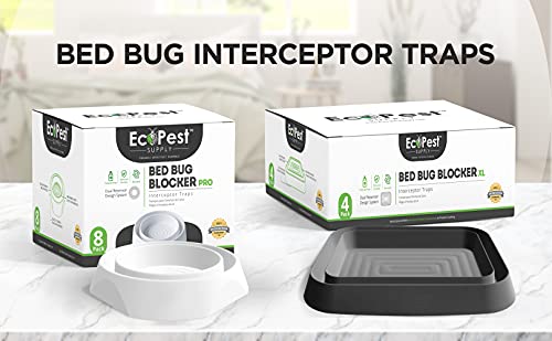 Bed Bug Interceptors – 4 Pack | Bed Bug Blocker (XL) Interceptor Traps (Black) | Extra Large Insect Trap, Monitor, and Detector for Bed Legs