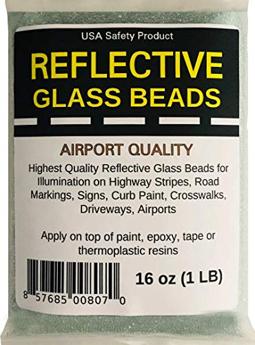 Reflective Glass Beads (1 LB Bag) | for Road Marking, Curb Paint, Traffic Paint, Pavement Striping, Parking Lots, Crosswalks, Driveways, Airports, Traffic Signs, Painting, Arts & Crafts