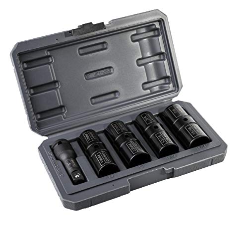 ARES 59010-5-Piece 1/2-inch Drive Lug Nut Flip Socket Set - Includes 17mm, 19mm, 21mm, 22mm Metric Sizes & 3/4-Inch, 13/16-Inch, 7/8-Inch, 15/16-Inch SAE Sizes - Impact Grade Chrome-Moly Steel