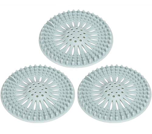 3 Pack Pet Dog Hair Catcher Shower Drain Cover,Hair Stopper Drain Protector Universal Rubber Sink Strainer for Bathtub Kitchen and Bathroom