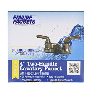 Empire Faucets RV Lavatory Faucet - 4 Inch Bronze Bathroom Faucet for RV Sink, Water Saving Aerator and Teapot Handles