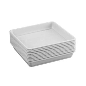 yardwe 10 pcs square plastic plant saucer tray plant pot saucer flower pot tray for garden potted water drips and soil 7 x 7 x 1.2 inch (white)