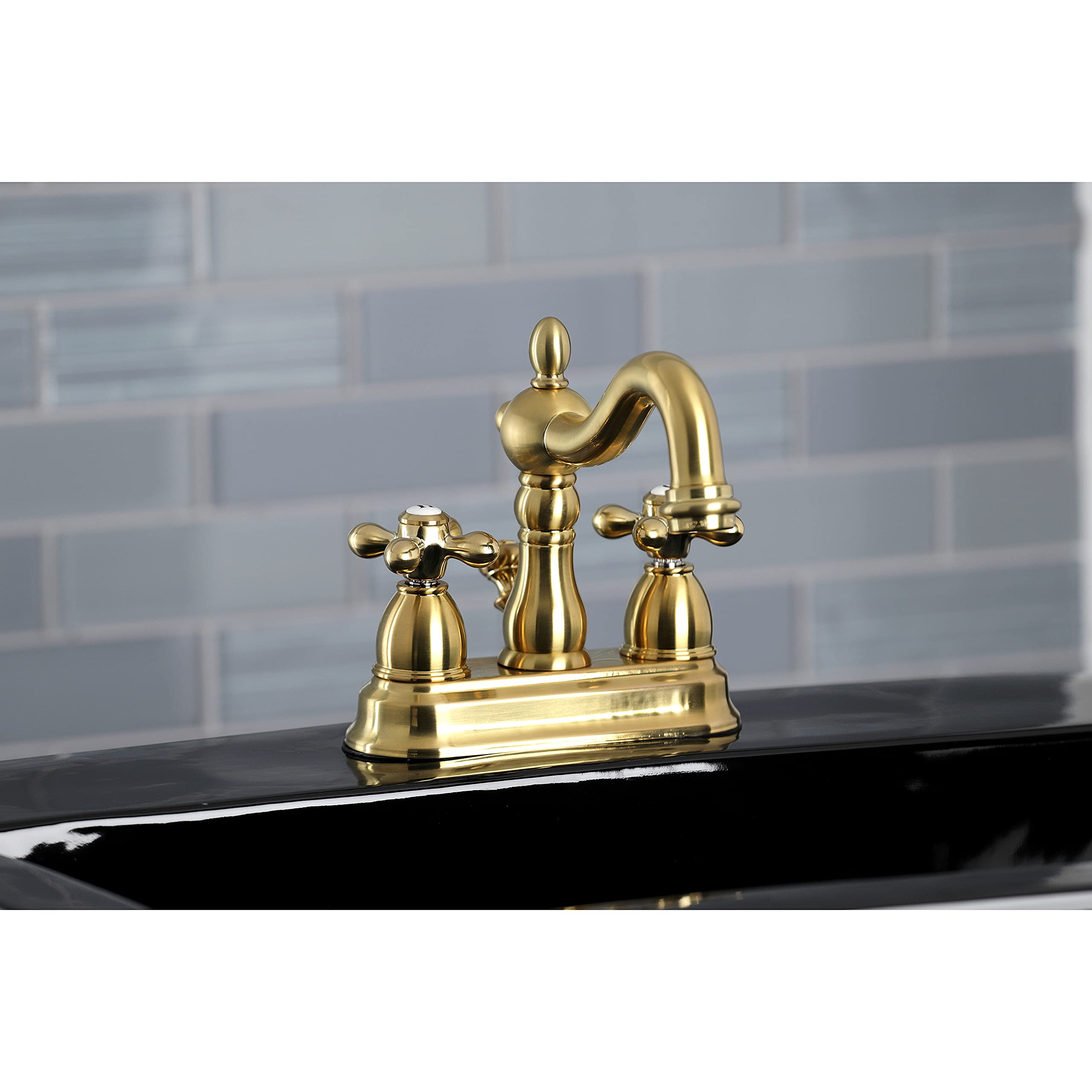 Kingston Brass KB1607AX 4 in. Centerset Bathroom Faucet, Brushed Brass