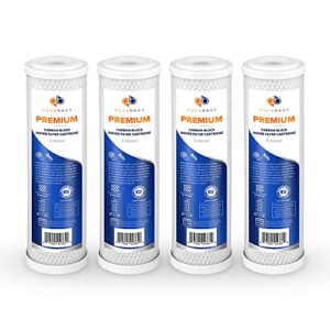 aquaboon universal 5 micron 10 x 2.5 inch cartridge | premium whole house replacement water filter cartridge | coconut shell activated carbon block cto | compatible with whirlpool wha2bf5, 4 pack