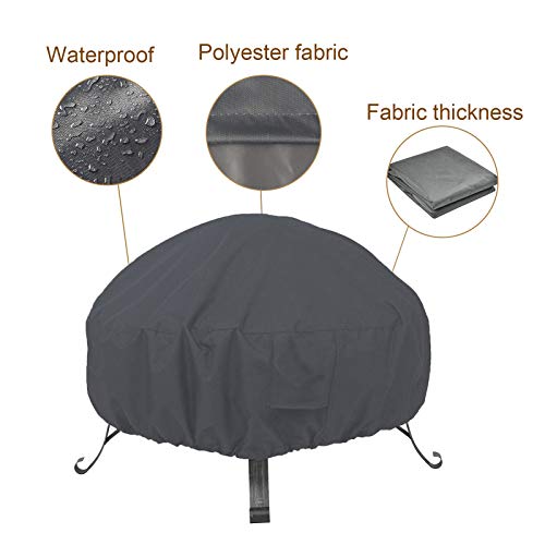 Covolo Fire Pit Cover Round Gas firepit Cover Outdoor Heavy Duty Kettle Cover Fireplace Cover Grill Cover, Durable Water Resistant, Lightweight, Eco-Friendly Furniture Cover 32x14 inch