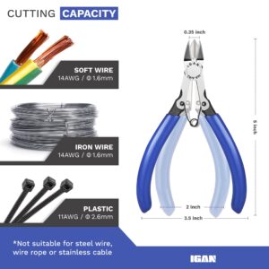 IGAN-330 Wire Flush Cutters, Electronic Model Sprue Clippers, Ultra Sharp and Precision CR-V Side nippers, Ideal for Clean Cut and Precision Cutting Needs