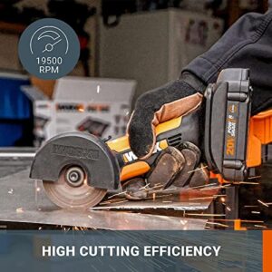 WORX 20V 3'' Cordless Mini Cutter WX801L.1 Compact Angle Grinder Tool w/ 2 Cutting Discs, 2.0Ah Battery & Charger Included