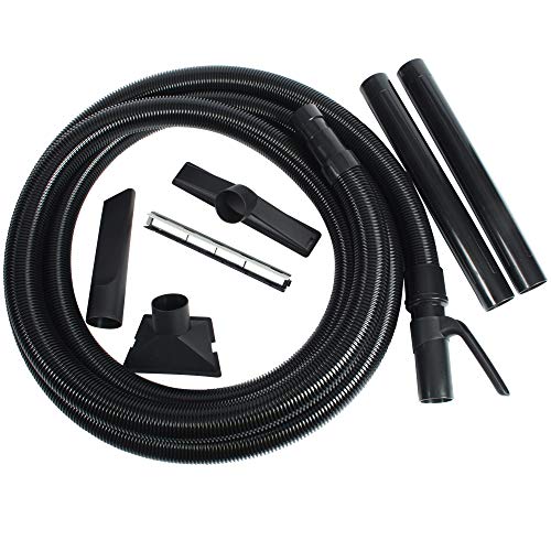 Cen-Tec Systems 94500 2.25” Diameter 20 Foot Commercial Grade Shop Vacuum Hose with Wet/Dry Attachment Set, Ft, Black