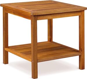 cucunu outdoor side table 18x18 for patio & garden with extra storage - small adirondack square table wooden end table, porch tables