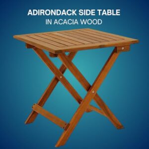 cucunu Outdoor Folding Side Table 18x18“ for Patio, Garden & Camping - Adirondack Table Made of Acacia Wood - Coffee & Dining End Tables