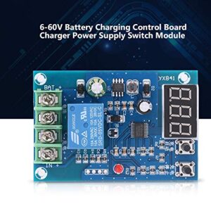 Battery Charging Controller Module, 6-60V 10A Lithium Battery Charging Control Module Board Automatic Charger Power Source Switch for Car Generators, Solar Power, Wind Turbines