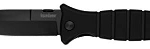 Kershaw XCOM Military-Style Pocketknife; 3.6-inch Black-Oxide Coated Blade and 8Cr13MoV Steel, Spearpoint Blade, Sharpened One Side, and Glass Filled Nylon Handle, Manual Open, Reversible Pocketclip