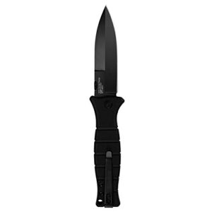 Kershaw XCOM Military-Style Pocketknife; 3.6-inch Black-Oxide Coated Blade and 8Cr13MoV Steel, Spearpoint Blade, Sharpened One Side, and Glass Filled Nylon Handle, Manual Open, Reversible Pocketclip