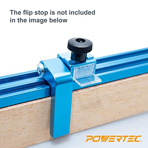 POWERTEC 71131 Aluminum Double T-Track Fence Cap Kit, Right to Left Adhesive Tape Measure and Plastic Insert, Anodized Blue