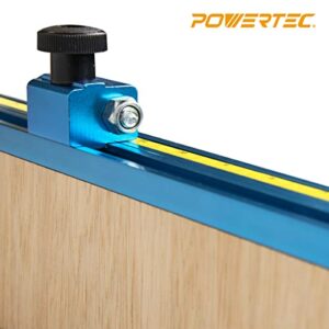 POWERTEC 71131 Aluminum Double T-Track Fence Cap Kit, Right to Left Adhesive Tape Measure and Plastic Insert, Anodized Blue