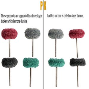 FPPO Abrasive Buffing Polishing Wheel Set for Rotary Tool,Mini scouring pad Brush Polishing kit, Removal of Rust,Deburring on Metal Surface,with 3mm Mandrel (mix50pcs)