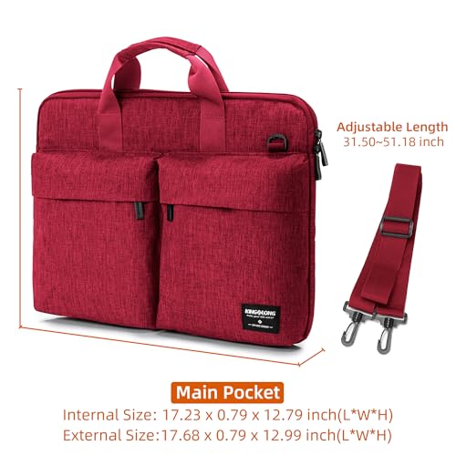 KINGSLONG Slim 17.3 inch Laptop Bag Sleeve Carrying Case with Shoulder Strap, Notebook Ultrabooks Computer Handbag Cover for Men Women Fit for Acer Asus Lenovo HP Toshiba Red