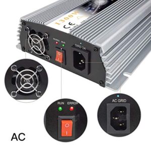 Marsrock 1300W Grid Tie Inverter 50Hz/60Hz Auto 20-50VDC to 90~140VAC Pure Sine Wave Inverter for Max 1500W Solar or Wind Power Input (Blue)