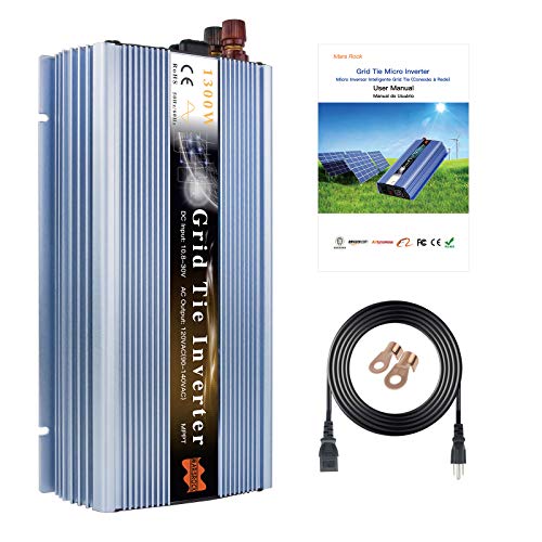 Marsrock 1300W Grid Tie Inverter 50Hz/60Hz Auto 20-50VDC to 90~140VAC Pure Sine Wave Inverter for Max 1500W Solar or Wind Power Input (Blue)