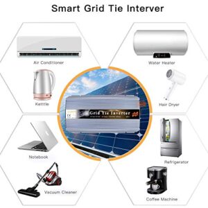 Marsrock 1300W Grid Tie Inverter 50Hz/60Hz Auto 20-50VDC to 90~140VAC Pure Sine Wave Inverter for Max 1500W Solar or Wind Power Input (Blue)