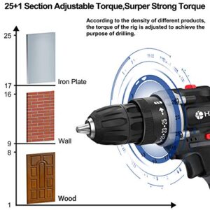 Cordless Drill Set,HUNDA Electric Drill 12.8V Portable Rechargeable Drill,Cordless Drill with Battery and Charger,30 Pcs Accessories,25+1 Clutch, 2/5" Keyless Chuck,2 Speeds,LED Light[Upgraded]