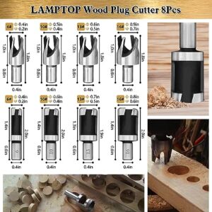 LAMPTOP 26-Pack Woodworking Chamfer Drilling Tools Including Countersink Drill Bits, 3-Pointed Countersink Drill Bit with L-Wrench, Wood Plug Cutter, Step Drill Bit, and Automatic Center Punch