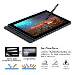 HUION KAMVAS Pro 16 Graphics Drawing Tablet with Screen Full-Laminated Tilt Battery-Free Stylus Touch Bar Adjustable Stand, Compatible with Windows, Mac and Linux, 15.6inch Pen Display Black