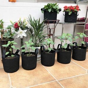 JERIA 12-Pack 7 Gallon, Vegetable/Flower/Plant Grow Bags, Aeration Fabric Pots with Handles (Black), Come with 12 Pcs Plant Labels