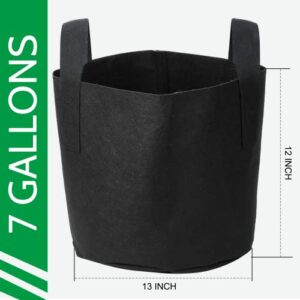 JERIA 12-Pack 7 Gallon, Vegetable/Flower/Plant Grow Bags, Aeration Fabric Pots with Handles (Black), Come with 12 Pcs Plant Labels