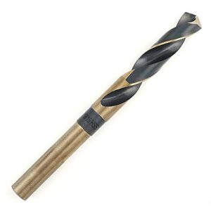 comoware 9/16'' reduced shank drill bit- hss m2 silver and deming industrial drill bit, black and gold oxide finish, 135 degree split point, ideal for the most handle, with storage case, 1/2” shank