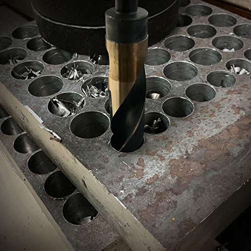 COMOWARE 9/16'' Reduced Shank Drill Bit- HSS M2 Silver and Deming Industrial Drill Bit, Black and Gold Oxide Finish, 135 Degree Split Point, Ideal for The Most Handle, with Storage case, 1/2” Shank