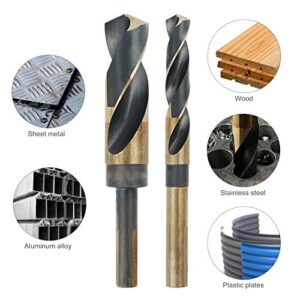COMOWARE 9/16'' Reduced Shank Drill Bit- HSS M2 Silver and Deming Industrial Drill Bit, Black and Gold Oxide Finish, 135 Degree Split Point, Ideal for The Most Handle, with Storage case, 1/2” Shank