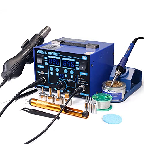 YIHUA 862BD+ SMD ESD Safe 2 in 1 Soldering Iron Hot Air Rework Station °F /°C with Multiple Functions