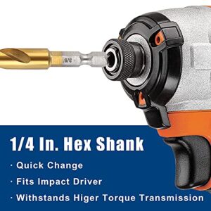 COMOWARE Titanium Impact Drill Bit Set - 30 Pcs Hex Shank HSS, Quick Change Design, 1/16"-1/2"