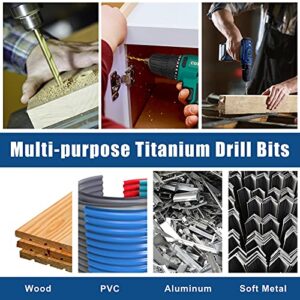 COMOWARE Titanium Impact Drill Bit Set - 30 Pcs Hex Shank HSS, Quick Change Design, 1/16"-1/2"