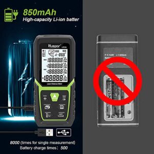 Huepar Laser Distance Measure 165Ft with Li-ion Battery & Electric Angle Sensor, Backlit LCD Laser Measure Ft/in/M with High Accuracy Multi-Measurement Modes, Pythagorean, Distance, Area&Volume-LM50A