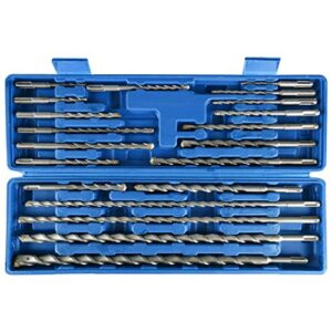20pcs sds plus rotary hammer drill bits, sds+ carbide tipped stone concrete masonry hole tool set for ceramic tile, brick, wall 3/16"~13/16" with storage case