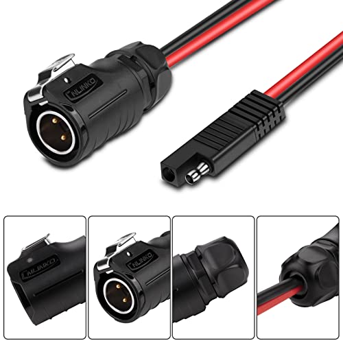 iGreely 2 Pin Power Industrial Circular Connector to SAE Cable with SAE Polarity Reverse Adapter for Solar Panel Trolling Motor Marine Boat Grand Design, Forrest River RV 10AWG 3Ft/0.9M