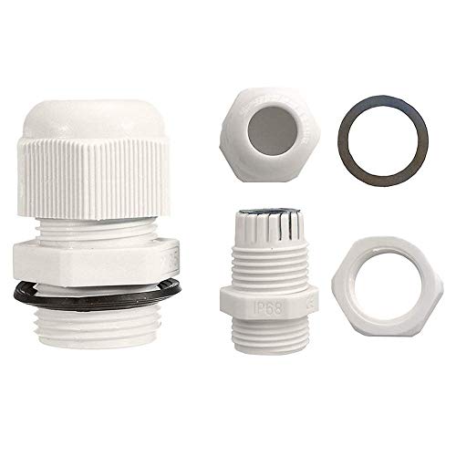 Carkio Solar Single Cable Entry Gland, 1 Piece White Solar Photovoltaic Bracket Curved Cable Connector for Cable Types 2.5mm² to 6mm²