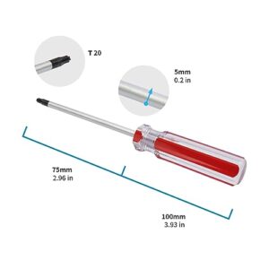 Antrader T20 5mm Magnetic Tip Plastic Grip Torx Security Screwdriver 100mm Long