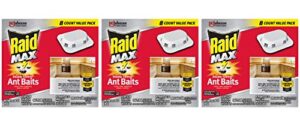 raid max double control ant baits, household use defense system to control bugs, dual bait technology, 8 ct (pack of 3)