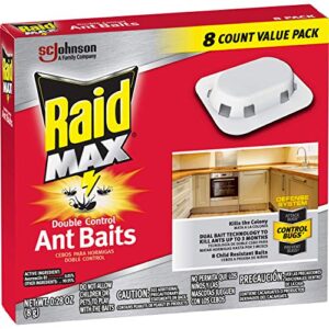 Raid Max Double Control Ant Baits, Household Use Defense System to Control Bugs, Dual Bait Technology, 8 CT (Pack of 3)